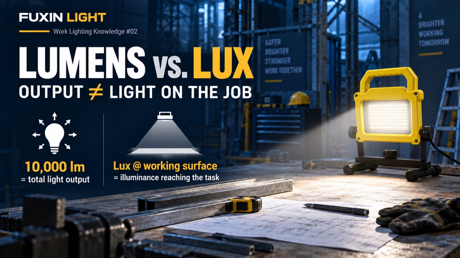 Lumens versus lux guide for professional work lighting