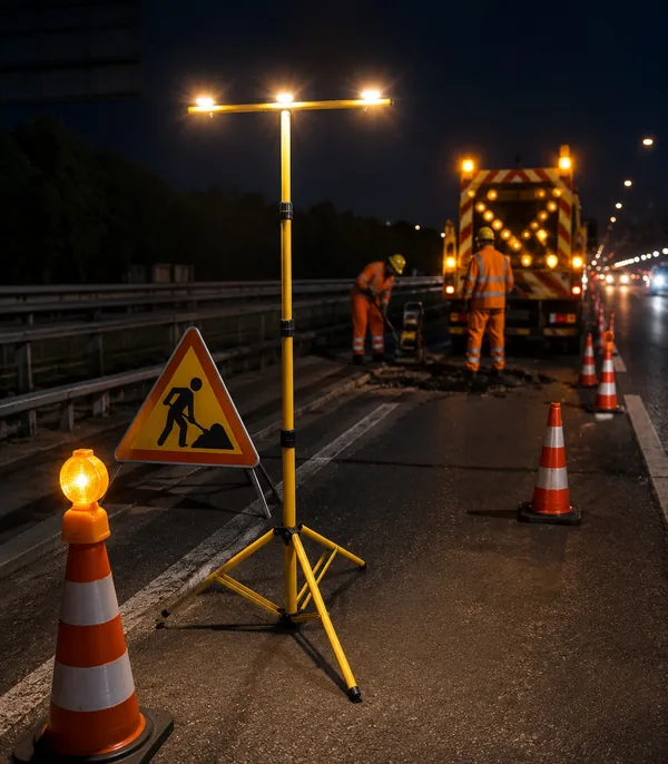 2M work light tripod stand jobsite application