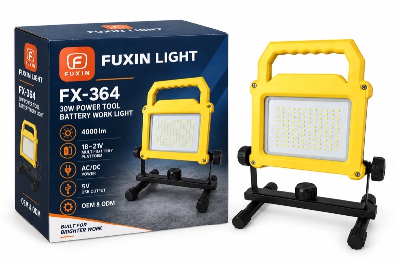 FUXIN LIGHT custom OEM retail packaging for FX-364 power tool battery work light