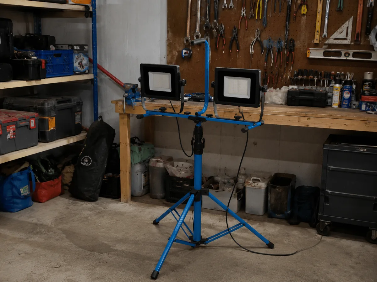 Heavy-Duty Tripod AC Work Light used for jobsite and construction lighting