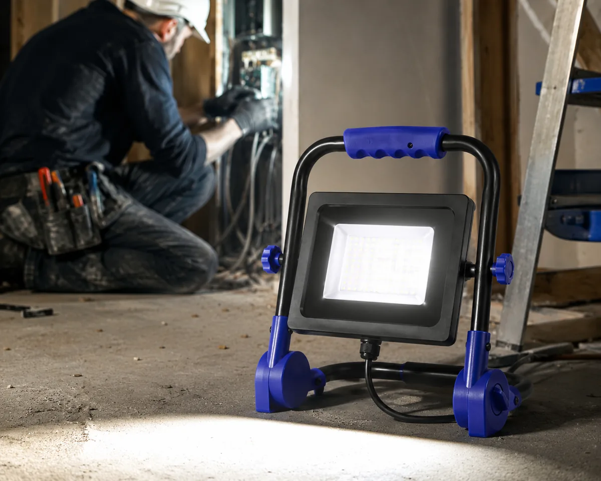 Heavy-Duty Foldable AC Work Light used for construction and repair work
