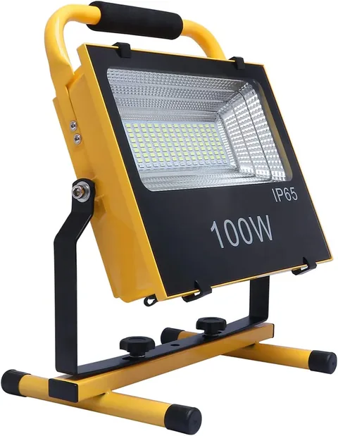 Integrated solar work light angled view
