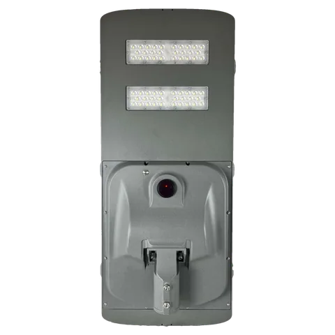 Integrated solar street light angle view