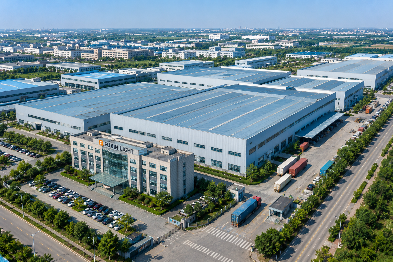 Aerial view of FUXIN LIGHT manufacturing facility