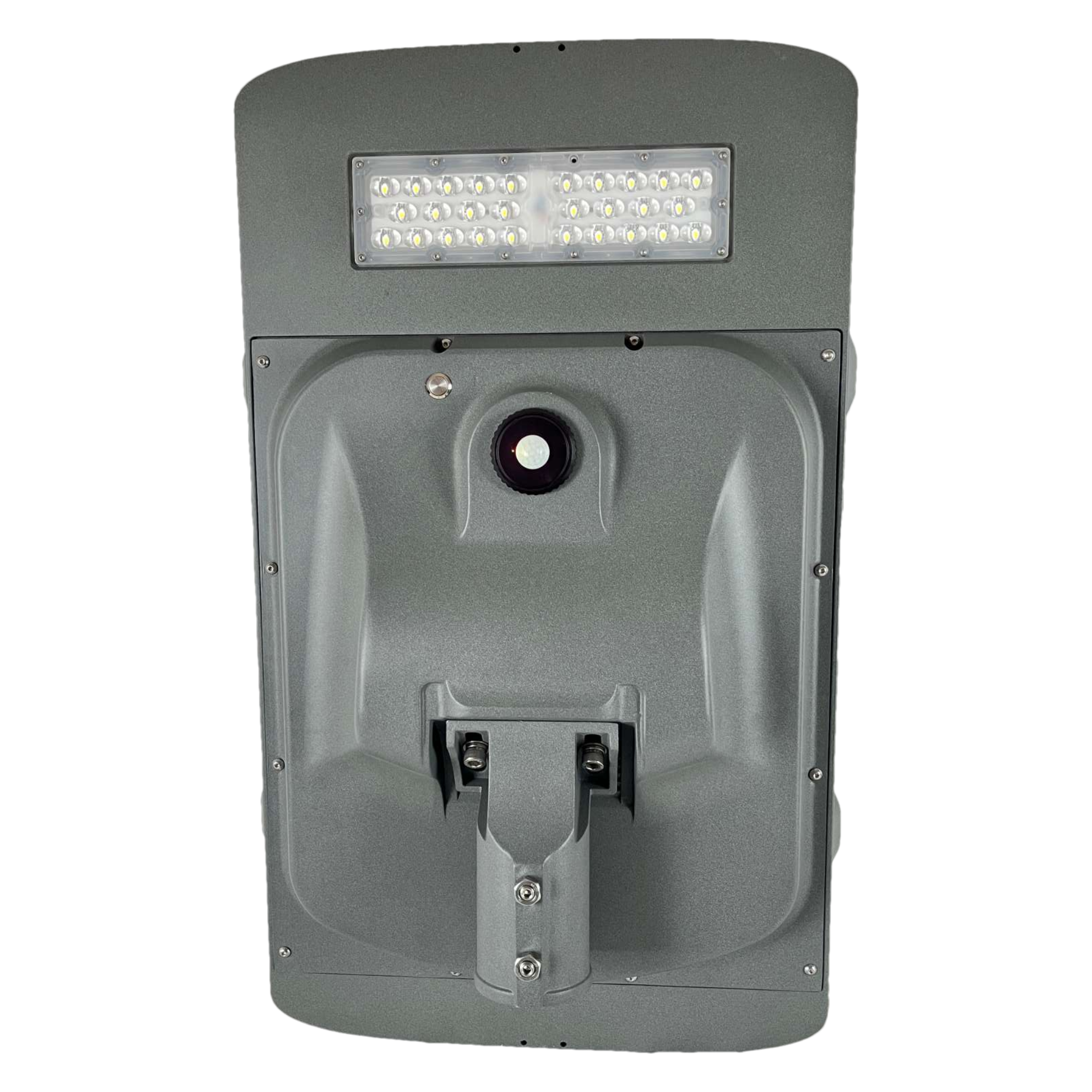Integrated solar street light back view